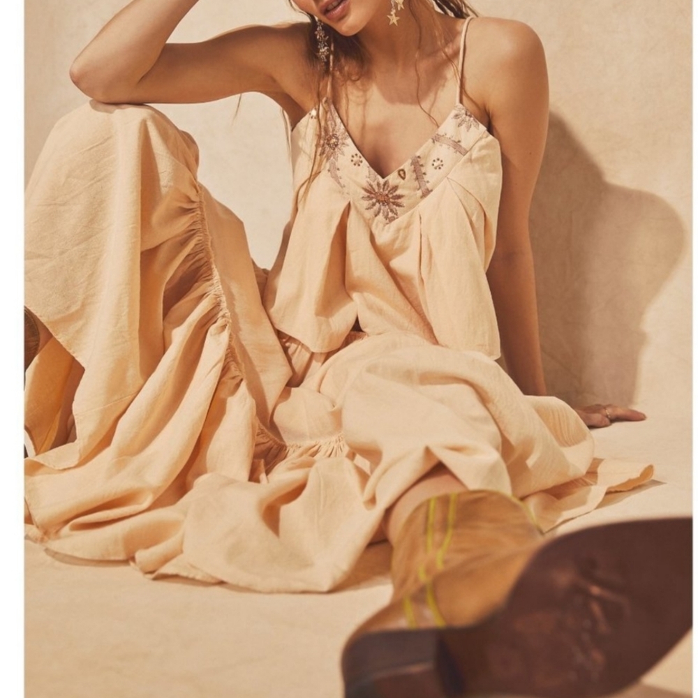 FREE PEOPLE Crystal Cove Set / Linen Size M - Picture 3 of 10